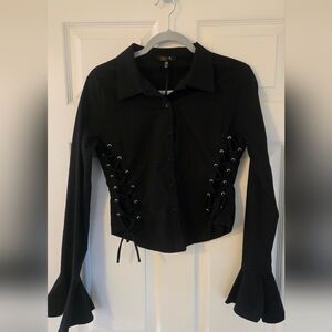 NWT Delias x Dolls Kill Rare Moment Black Collard Top